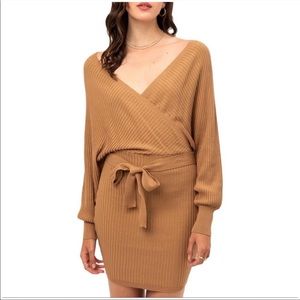 Love Tree Surplice Belted Knit Dress